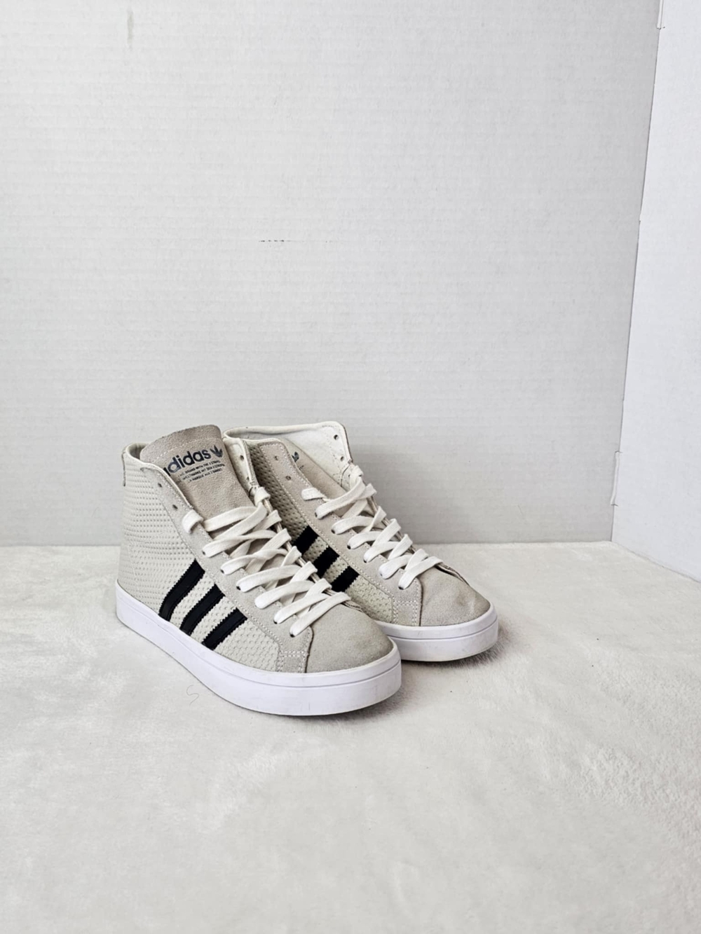 adidas Women's High-Top Sneakers in Off-White with Black Stripes